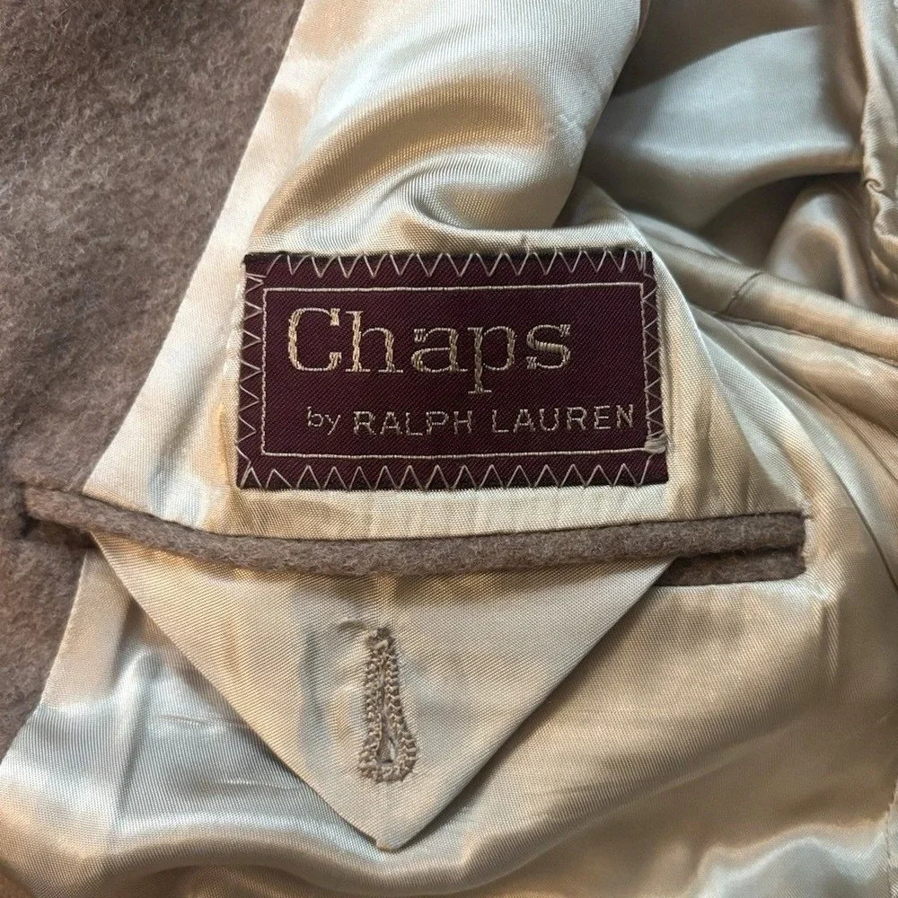 Vtg Chaps Ralph Lauren Camel Wool Flannel Sport Coat Men 40R Brown Cashmere USA